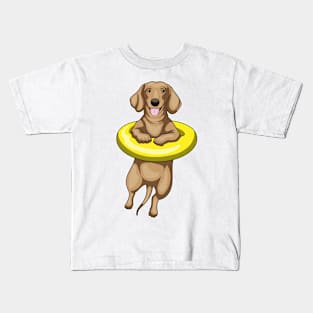 Dachshund Swimming Swim ring Kids T-Shirt